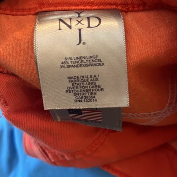 NYDJ Orange Linen Bermuda Shorts, size 8 - Picture 9 of 11